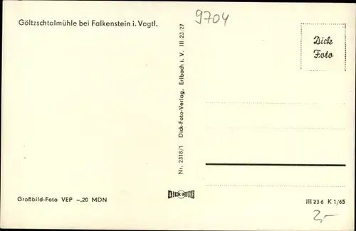 Ak Falkenstein im Vogtland, Göltztalmühle