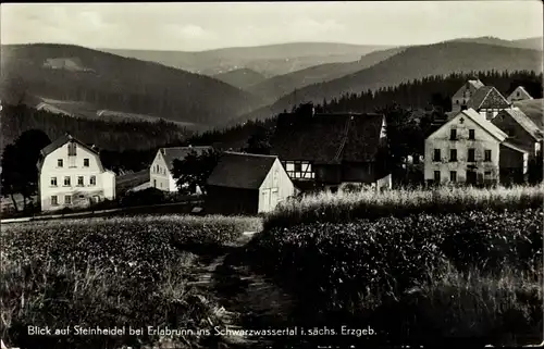 Ak Steinheidel Breitenbrunn im Erzgebirge, Ortspartie, Schwarzwassertal