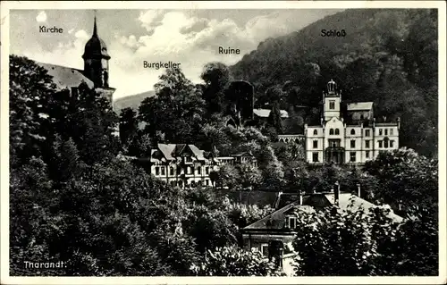 Ak Tharandt im Erzgebirge, Stadtansicht, Kirche, Burgkeller, Schloss, Ruine