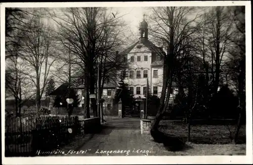 Foto Ak Langenberg Raschau Markersbach Erzgebirge, Heimstätte Förstel von der Straße aus