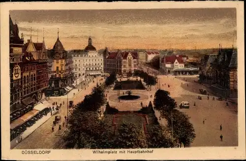 Ak Düsseldorf am Rhein, Wilhelmplatz mit Hauptbahnhof