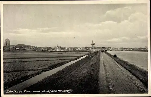 Ak Zierikzee Zeeland, Panorama vanaf den Havendijk