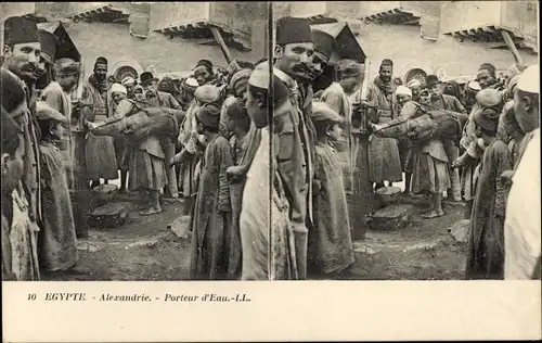 Stereo Ak Alexandria Ägypten, Porteur d'Eau