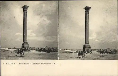 Stereo Ak Alexandria Ägypten, Colonne de Pompée
