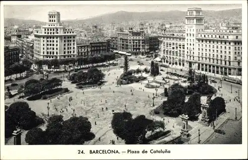 Ak Barcelona Katalonien Spanien, Plaza de Cataluna