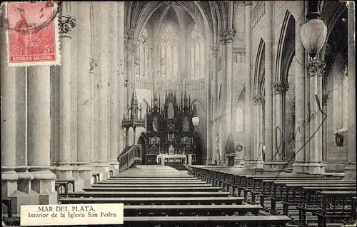 Ak Mar del Plata Argentinien, Interior de la Iglesia San Pedro