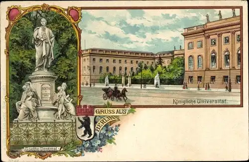 Litho Berlin Mitte, Königliche Universität, Goethe Denkmal