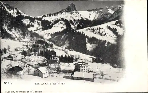 Ak Montreux Kanton Waadt, vue générale des Avants en hiver