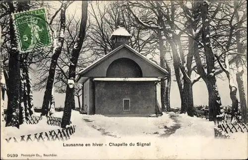 Ak Lausanne Kanton Waadt, Chapelle du Signal, Winter