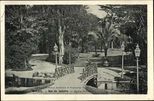 Ak Rio de Janeiro Brasilien, Parkpartie, Brücke