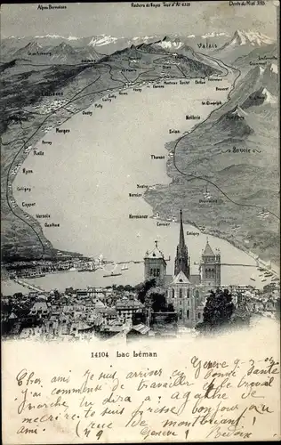 Ak Genf Kanton Schweiz, Lac Leman