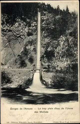 Ak Noiraigue Kanton Neuenburg, Gorges de l'Areuse, le trop plein d'eau de l'Usine