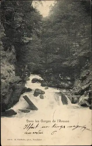 Ak Noiraigue Kanton Neuenburg, Dans les Gorges de l'Areuse