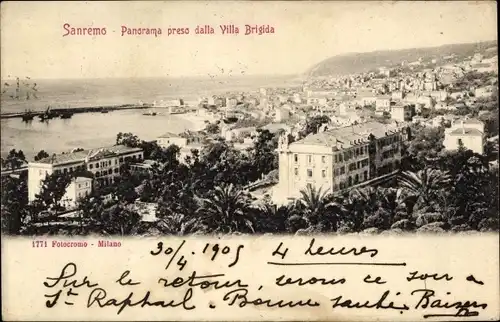 Ak San Remo Ligurien, Panorama preso dalla Villa Brigida