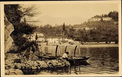 Ak Bellagio Lago di Como Lombardia, Partie am Wasser, Boot