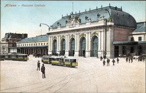 Ak Milano Mailand Lombardia, Stazione Centrale, Straßenbahnen, Bahnhof