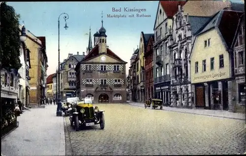 Ak Bad Kissingen Unterfranken Bayern, Marktplatz mit Rathaus