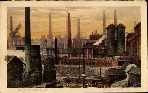 Ak Duisburg, Blick auf Schornsteine Hüttenwerk Phönix