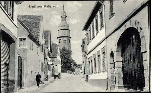 Ak Kallstadt an der Weinstraße, Straßenpartie, Kirchturm, Tor