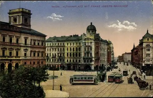 Ak Wien, Althanplatz mit Franz Josefs Bahnhof