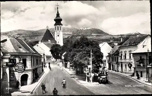 Ak Wien 19 Döbling Grinzing, Höchster Heuriger Hengl, Straßenpartie