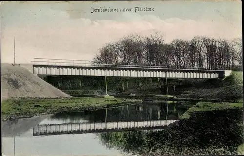 Ak Dänemark, Jernbanebroen over Fiskebaek