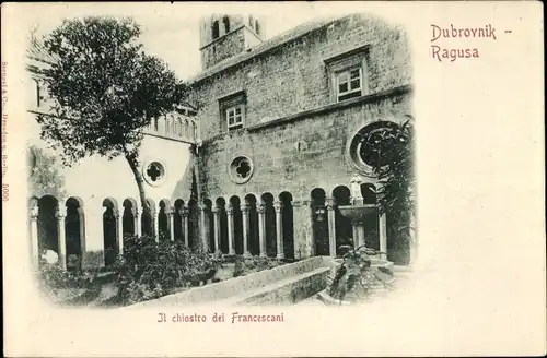 Ak Ragusa Dubrovnik Kroatien, Il chiostro dei Francescani
