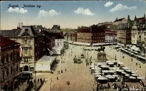 Ak Zagreb Kroatien, Jelacicev trg.