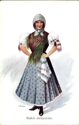 Künstler Ak Makoi menyecske, Frau in ungarischer Tracht