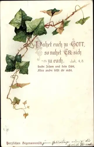 Ak Glückwunsch Konfirmation, Segenswunsch, Nahet euch zu Gott, Jak. 4 8