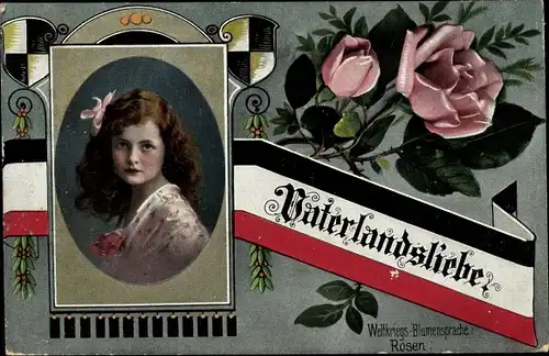 Ak Weltkriegs Blumensprache, Rosen, Vaterlandsliebe