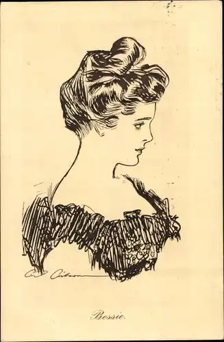Künstler Ak Bessie, Portrait einer jungen Frau, Gibson Girl