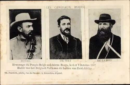 Ak Südafrika, Les Generaux Boers, Delarey, Botha, Bewer, Burenkrieg