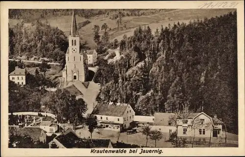 Ak Travná Krautenwalde Javorník Jauernig Reg. Olmütz, Ortspartie, Kirche