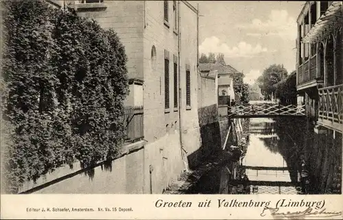 Ak Valkenburg Limburg Niederlande, Häuser am Kanal
