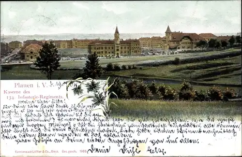 Ak Plauen im Vogtland, Kaserne des 134. Infanterie Regiments