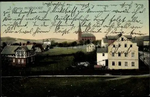 Ak Hohndorf im Erzgebirgsvorland, Ortsansicht mit Kirche