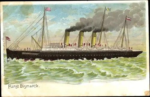 Litho HAPAG Dampfer Fürst Bismarck, Passagierschiff