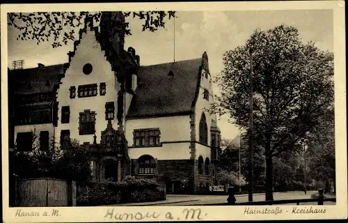 Ak Hanau am Main, Hainstraße mit Kreishaus