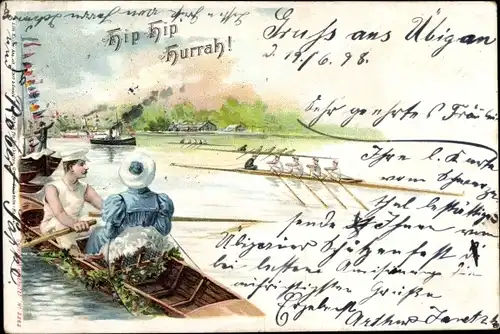 Litho Hip Hip Hurrah, Ruderboote, Regatta