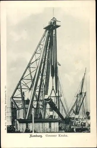 Ak Hamburg, Großer Kran im Hafen