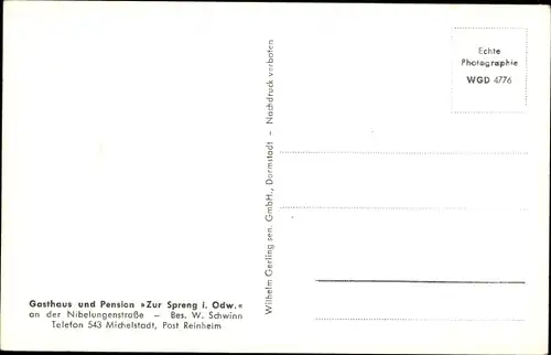 Ak Reinheim im Odenwald, Gasthaus und Pension Zur Spreng im Odenwald