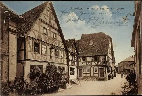 Ak Amorbach im Odenwald Unterfranken, Partie aus der Pfarrgasse