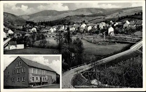 Ak Hochstätten in der Pfalz, Totalansicht, Gasthaus Alsenzbahn