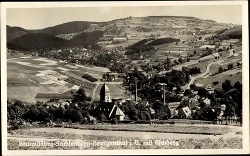 Ak Brunndöbra Klingenthal im Vogtland Sachsen, Sachsenberg, Georgenthal mit Aschberg