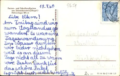 Ak Schneckenstein Tannenbergsthal im Vogtland, Ferien- und Schullandheim