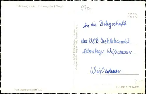 Ak Kottengrün Werda im Vogtland, Erholungsheim