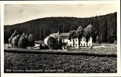 Ak Grünbach im Vogtland, FDGB-Ferienheim Druckersmühle