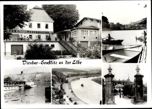 Ak Diesbar Seußlitz Nünchritz an der Elbe, HOG Rosengarten, Elbe