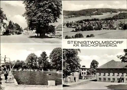 Ak Steinigtwolmsdorf Sachsen, Panorama, Badeanstalt, Erbgericht